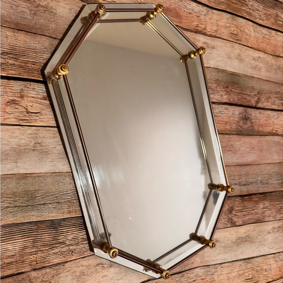 None Other - Elegant Gold and Silver Mirror perfume tray